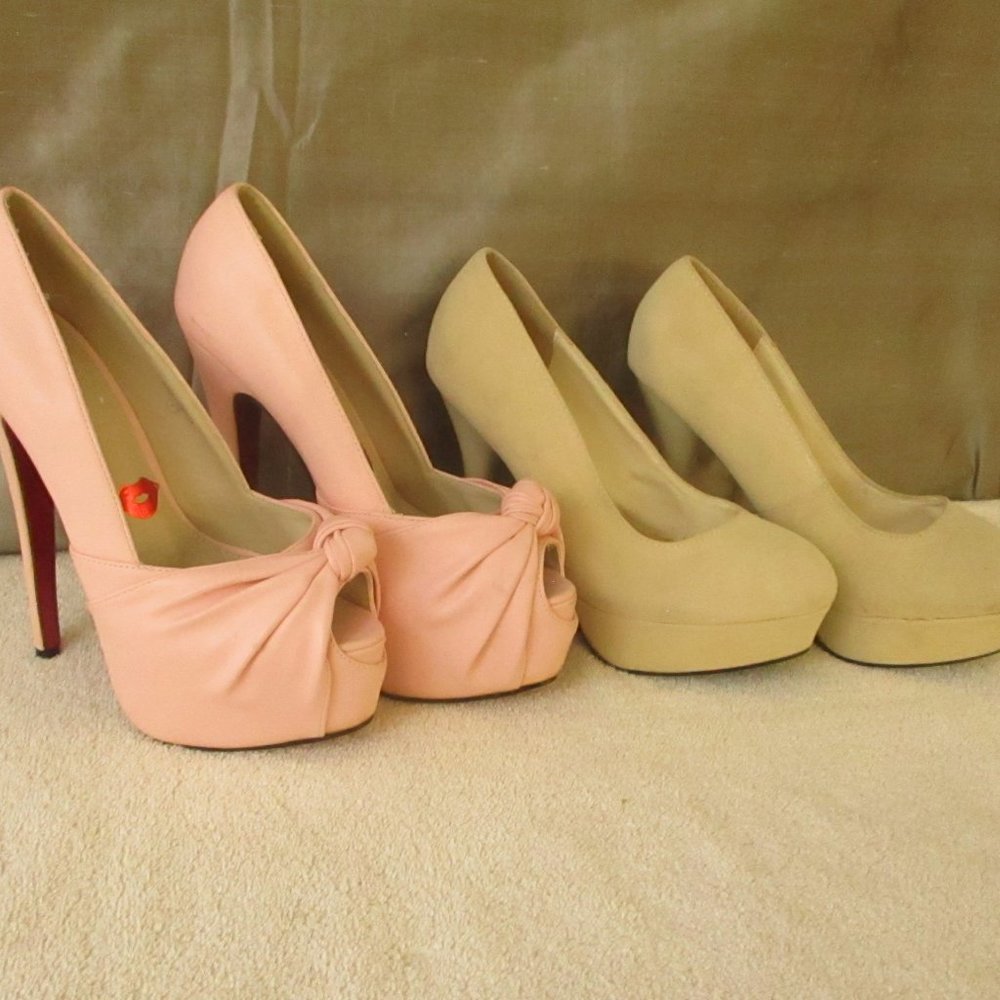 2 pair ultra high heel stacked stiletto's Shoes 7/7 1/2 Platform